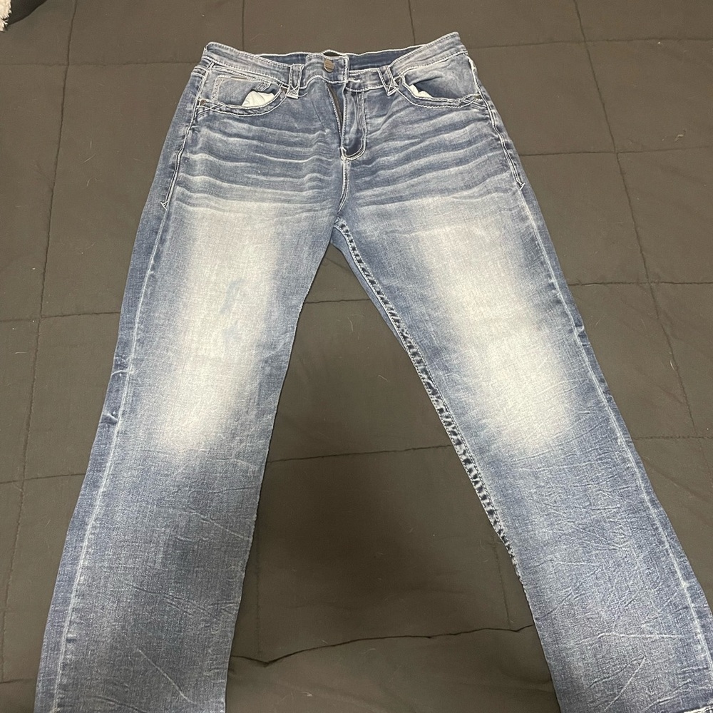 Buckle Light Wash Straight Jeans